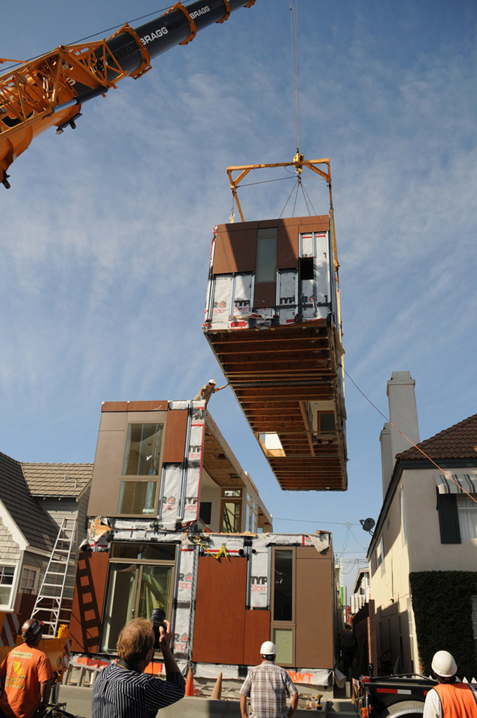 Crane Moving Prefab Home Into Place | Credit - LivingHomes